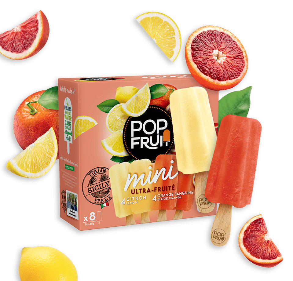 popfruit sorbets mini utra fruité citron Sicile orange sanguine