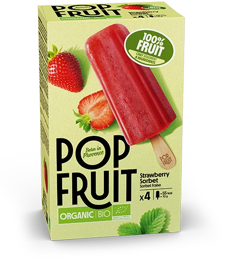 Pack bâtonnet sorbet fraise bio - Ultra fruités - Pop Fruit