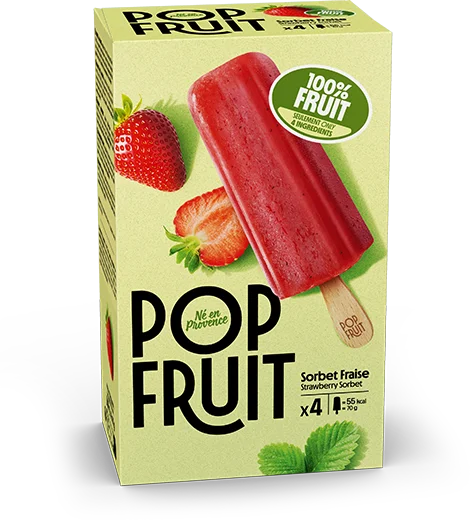 Pack bâtonnet sorbet fraise - Ultra fruités - Pop Fruit