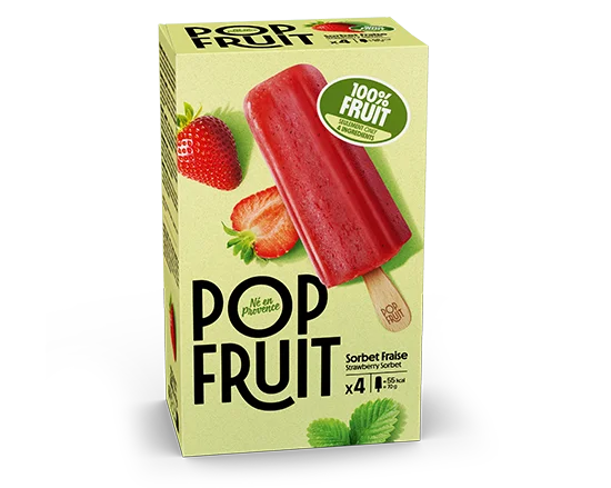Pack sorbet bâtonnet fraise 100% fruit - Pop Fruit