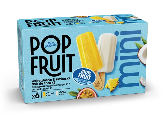 Pack mini 100% fruit sorbet bâtonnet ananas passion et noix de coco - Pop Fruit