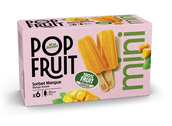 Pack mini 100% fruit sorbet bâtonnet mangue - Pop Fruit