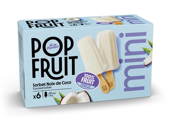 Pack mini 100% fruit sorbet bâtonnet noix de coco - Pop Fruit